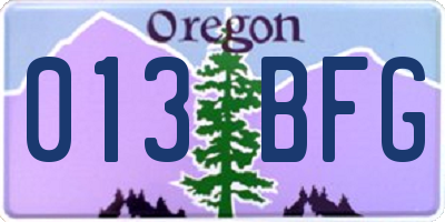 OR license plate 013BFG