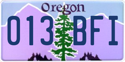 OR license plate 013BFI