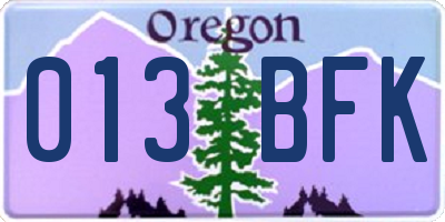 OR license plate 013BFK