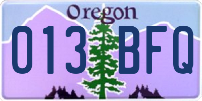 OR license plate 013BFQ
