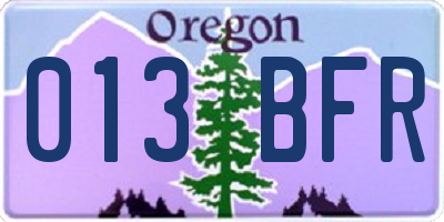 OR license plate 013BFR