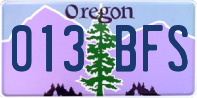 OR license plate 013BFS