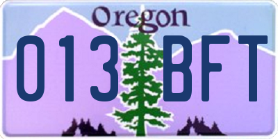 OR license plate 013BFT