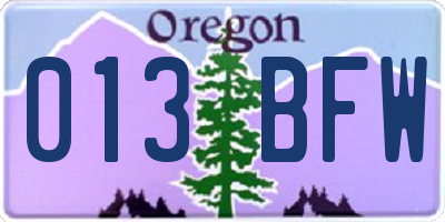 OR license plate 013BFW