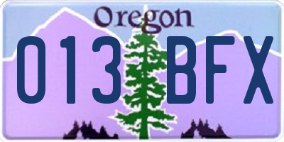 OR license plate 013BFX
