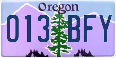 OR license plate 013BFY