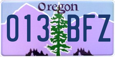 OR license plate 013BFZ