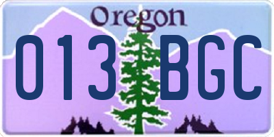 OR license plate 013BGC