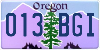OR license plate 013BGI
