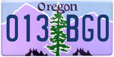 OR license plate 013BGO