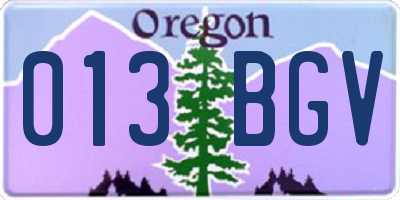 OR license plate 013BGV