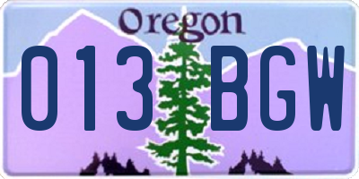OR license plate 013BGW