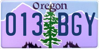 OR license plate 013BGY