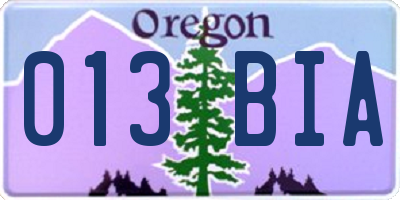 OR license plate 013BIA