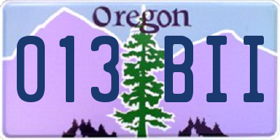 OR license plate 013BII