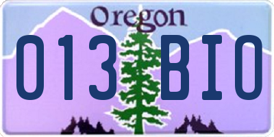 OR license plate 013BIO