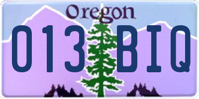 OR license plate 013BIQ
