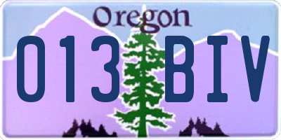 OR license plate 013BIV
