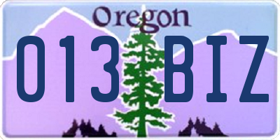 OR license plate 013BIZ