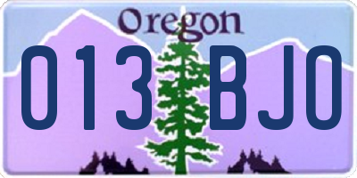 OR license plate 013BJO