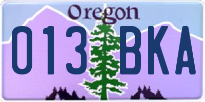 OR license plate 013BKA