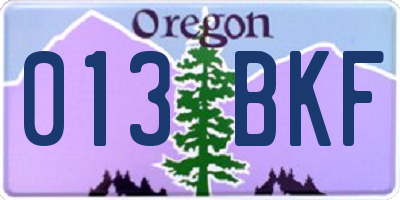 OR license plate 013BKF