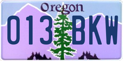 OR license plate 013BKW