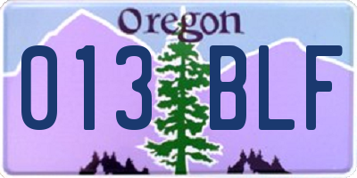 OR license plate 013BLF