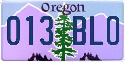 OR license plate 013BLO