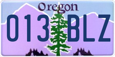 OR license plate 013BLZ