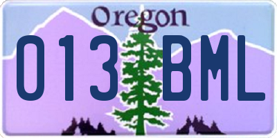 OR license plate 013BML