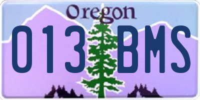 OR license plate 013BMS