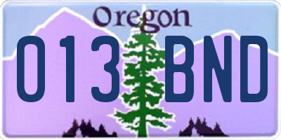 OR license plate 013BND