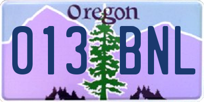 OR license plate 013BNL