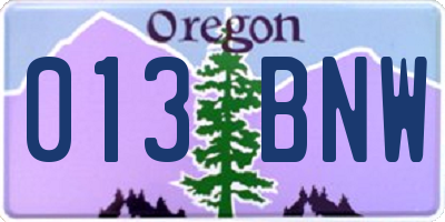 OR license plate 013BNW