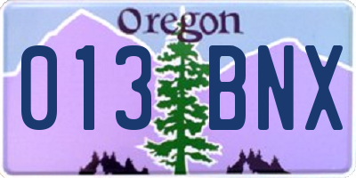 OR license plate 013BNX