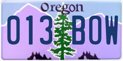 OR license plate 013BOW