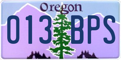 OR license plate 013BPS