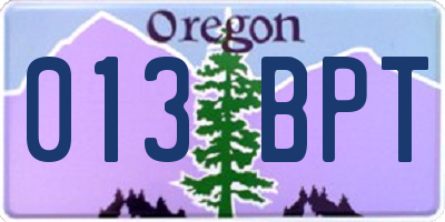 OR license plate 013BPT