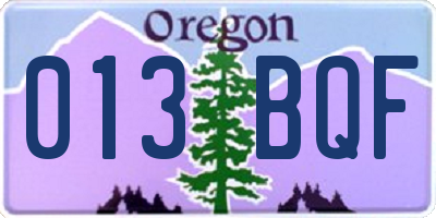 OR license plate 013BQF