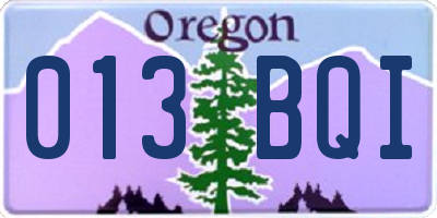 OR license plate 013BQI