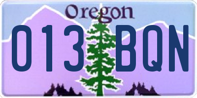 OR license plate 013BQN