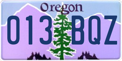 OR license plate 013BQZ