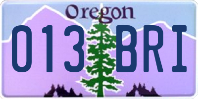 OR license plate 013BRI
