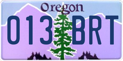 OR license plate 013BRT