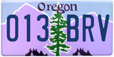 OR license plate 013BRV