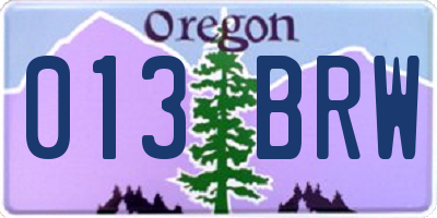 OR license plate 013BRW