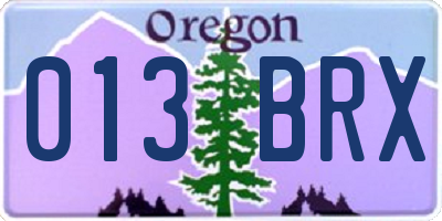 OR license plate 013BRX