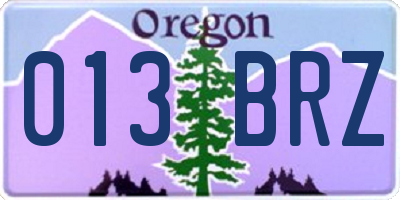 OR license plate 013BRZ