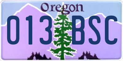 OR license plate 013BSC